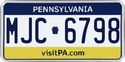 PA license plate MJC6798