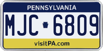 PA license plate MJC6809