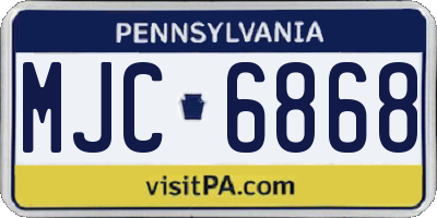 PA license plate MJC6868