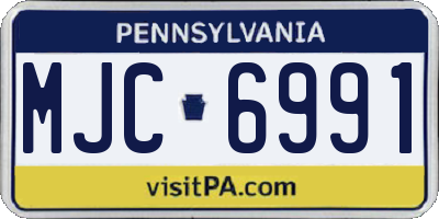 PA license plate MJC6991