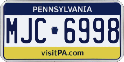 PA license plate MJC6998