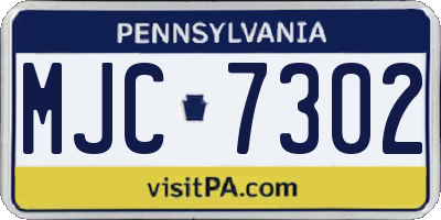 PA license plate MJC7302