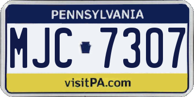 PA license plate MJC7307