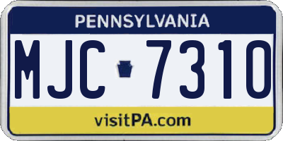 PA license plate MJC7310