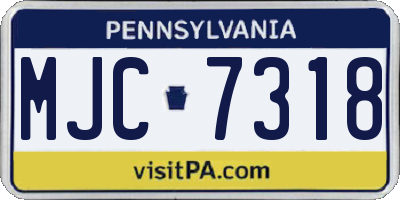 PA license plate MJC7318