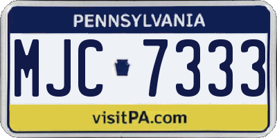 PA license plate MJC7333