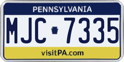 PA license plate MJC7335