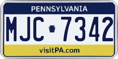 PA license plate MJC7342