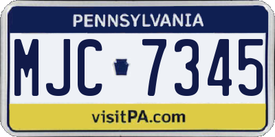 PA license plate MJC7345