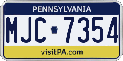PA license plate MJC7354
