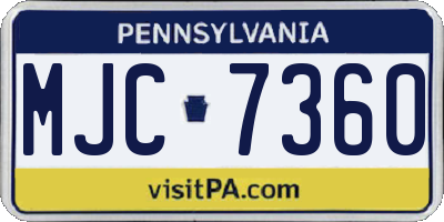 PA license plate MJC7360