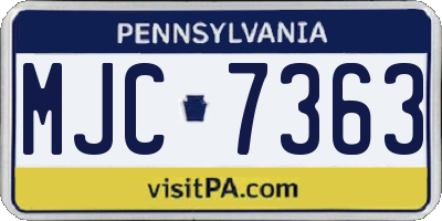 PA license plate MJC7363