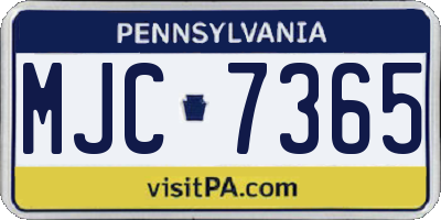 PA license plate MJC7365