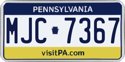 PA license plate MJC7367