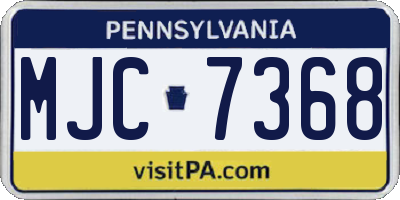 PA license plate MJC7368