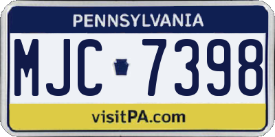 PA license plate MJC7398
