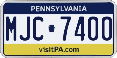 PA license plate MJC7400