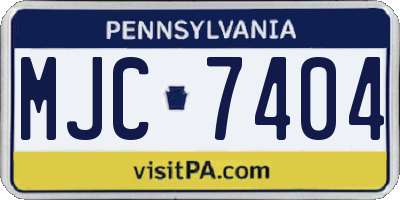 PA license plate MJC7404