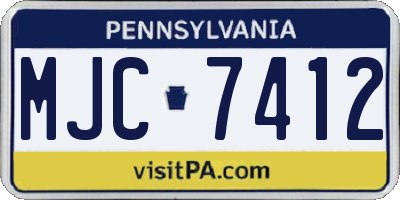 PA license plate MJC7412