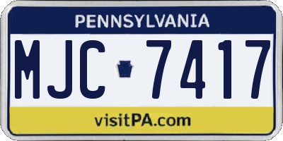 PA license plate MJC7417