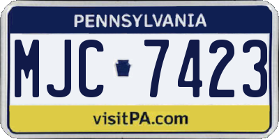 PA license plate MJC7423