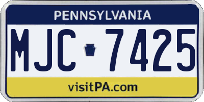 PA license plate MJC7425