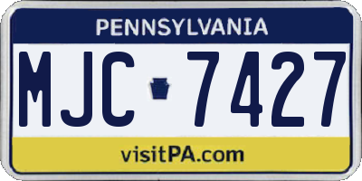 PA license plate MJC7427