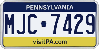 PA license plate MJC7429