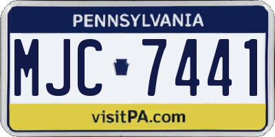 PA license plate MJC7441