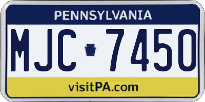 PA license plate MJC7450