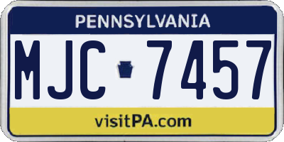 PA license plate MJC7457