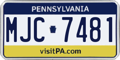 PA license plate MJC7481