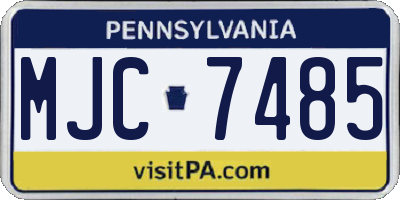 PA license plate MJC7485