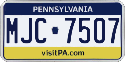 PA license plate MJC7507
