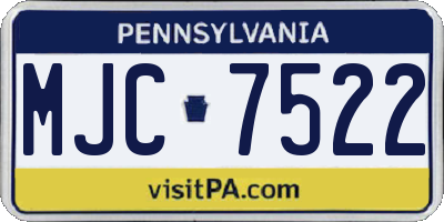 PA license plate MJC7522