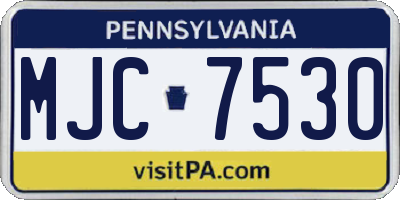 PA license plate MJC7530