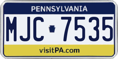 PA license plate MJC7535