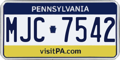 PA license plate MJC7542