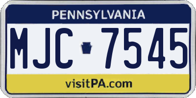 PA license plate MJC7545