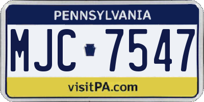 PA license plate MJC7547