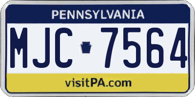 PA license plate MJC7564