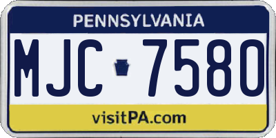 PA license plate MJC7580