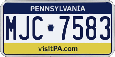 PA license plate MJC7583