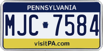 PA license plate MJC7584