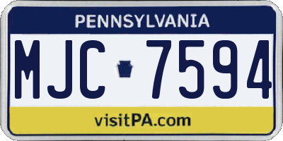 PA license plate MJC7594