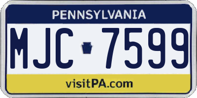 PA license plate MJC7599