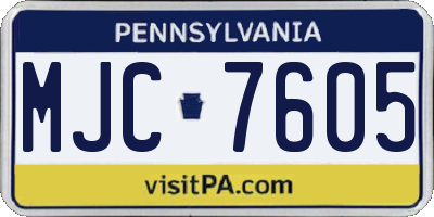 PA license plate MJC7605