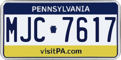 PA license plate MJC7617