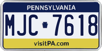 PA license plate MJC7618