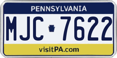 PA license plate MJC7622